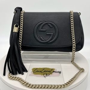 GUCCI Soho Leather Flap Shoulder Bag